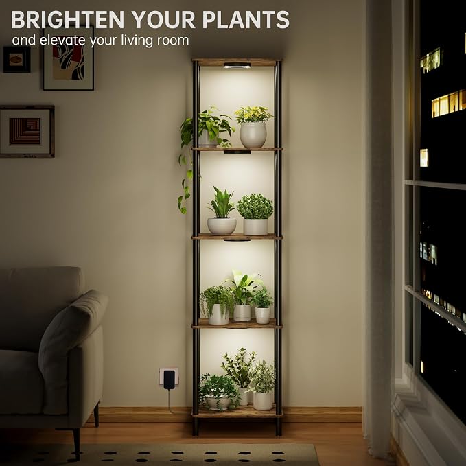 Bstrip Plant Stand Indoor with Grow Light, 5 Tier Flower Stand with Plant Light - Image 2
