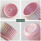 Ton Sin Pink Gold Ceramic Flower Pots, Modern Indoor Decorative Plant Pots Set - Image 5
