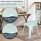 FDW | Set of 4 Metal Dining Chairs | Blue | Stackable Tolix Side Chairs - Image 7