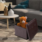 ALASDO Brown Leather Storage Ottoman Footrest Stool, Modern Style - Image 4