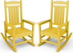 KINGYES Outdoor Rocking Chair Set of 2, High Density Polyethylene Patio Rocking by KINGYES