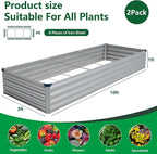 Vengarus 10x3x1FT Galvanized Raised Garden Bed Kit, Outdoor Metal Planter Box - Image 2