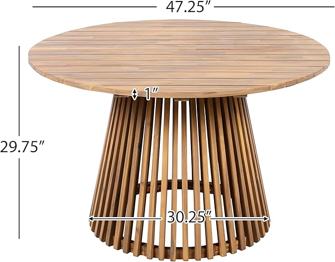 Merax Outdoor Dining Table 47.25" Round Extra-Large Acacia Wood Patio Dining - Image 2