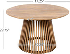 Merax Outdoor Dining Table 47.25" Round Extra-Large Acacia Wood Patio Dining - Image 2