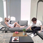 homary 6-Piece Modular Outdoor Sofa Set, Aluminum & Teak Patio Conversation Set - Image 8