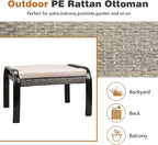 Outdoor Ottoman Patio Footstools PE Rattan Aluminum Footrest Indoor Outdoor All - Image 5