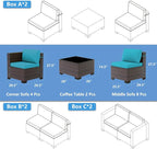 Outdoor Patio Furniture Set, 14 Pieces Outdoor Sectional Furniture Patio Sofa - Image 2