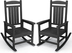 KINGYES Outdoor Rocking Chair Set of 2, High Density Polyethylene Patio Rocking by KINGYES