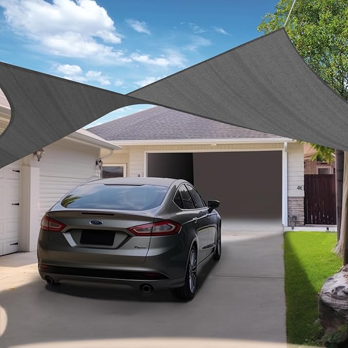 KANAGAWA Sun Shade Sail Curved 24'X24' Dark Grey Rectangle Outdoor Shade Cover - Image 6