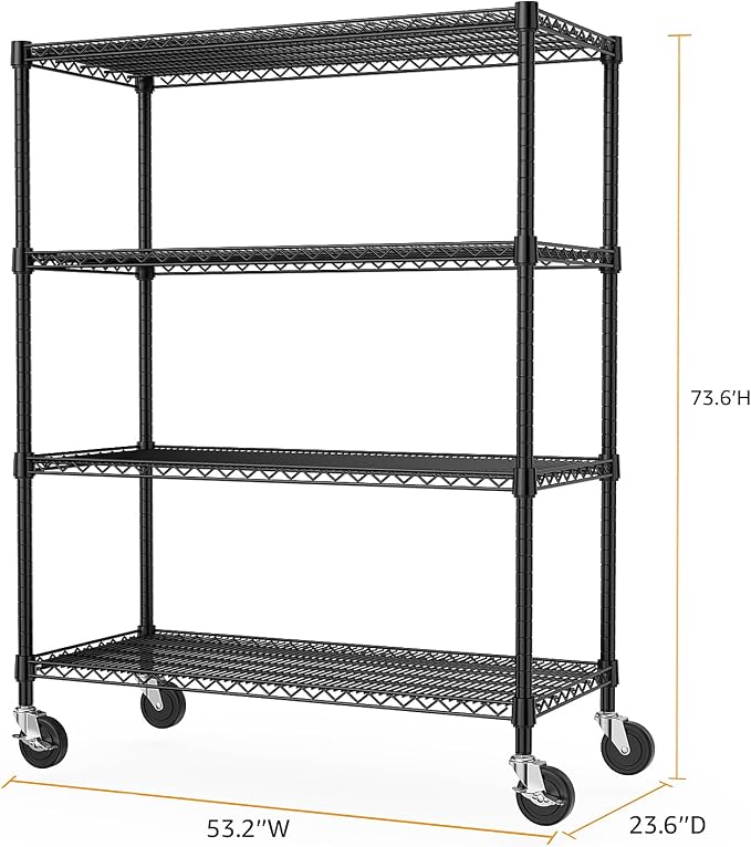 53" W Storage Shelves 1760LBS 4 Tier Metal Shelving Unit - Image 3
