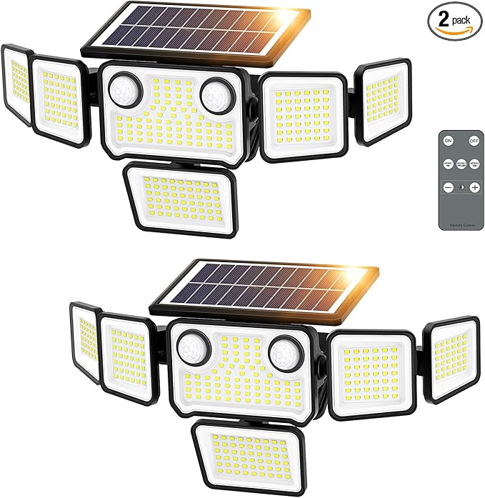 6000LM Solar Lights Outdoor Waterproof, 6 Heads Solar Flood Lights Outdoor by SZPOWER