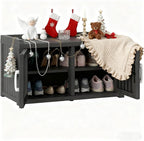 2-Tier Storage Bench, Waterproof UV-Resistant Outdoor Shoe Storage Cabinet by NBYSGO