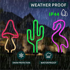 Flamingo Cactus and Mushroom Solar Garden Stake Lights Outdoor Waterproof Neon - Image 5