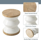 COSIEST White Outdoor Side Table, Round MgO Concrete End Patio Side Table - Image 4