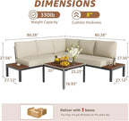NATURAL EXPRESSIONS Outdoor Furniture Set, L Shape Patio Sectional, Metal - Image 2