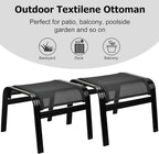 Patio Footstools Outdoor Foot Rest Aluminum Patio Ottomans Portable Seat Wicker - Image 5