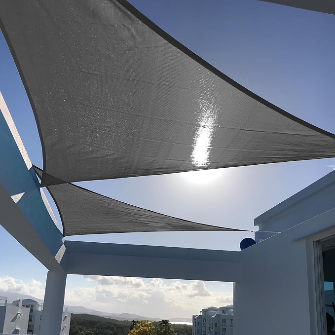 SUNNY GUARD Custom Size 14'x24'x24' Triangle Dark Grey UV Block Sunshade by SUNNYGUARD