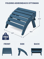 KINGYES Folding Adirondack Ottoman - Image 3