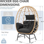 SWITTE Wicker Egg Chair Outdoor, Oversized Patio Lounge Chairs - Image 2