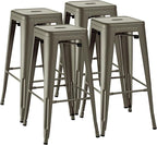Furmax 30 Inch Metal Bar Stools Set of 4, Counter Height Backless Stools by Furmax