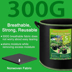 NACHLYNN 5-Pack 15 Gallon Grow Bags Thickened Nonwoven Fabric Pots Heavy Duty - Image 3