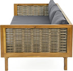 Merax 67.5" Outdoor Patio Daybed 3 Seater Sofa Bed, Acacia Wood Frame - Image 5