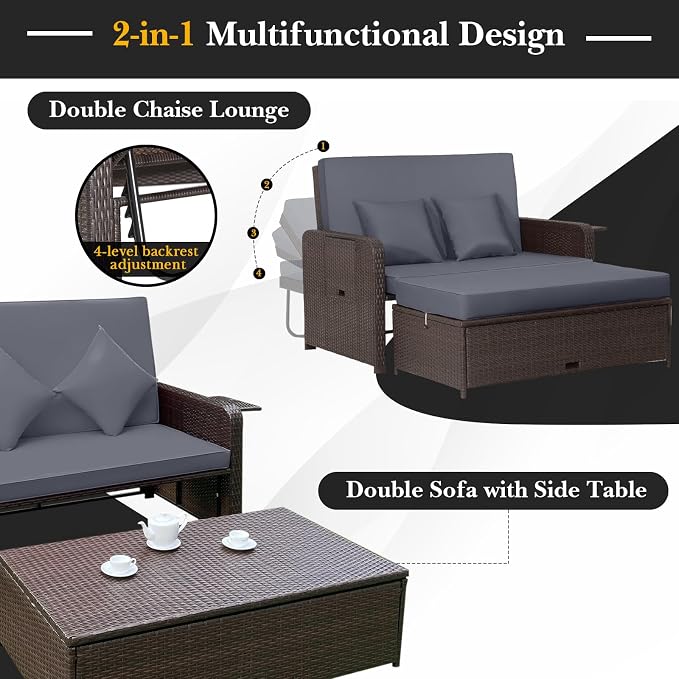 RELAX4LIFE Wicker Patio Outdoor Daybed - Image 4