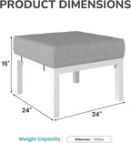 Wisteria Lane Outdoor Footstools Patio Ottoman Set of 2, Aluminum All-Weather - Image 2