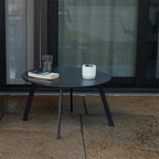 Outdoor Side Table, Outdoor/Indoor Metal Steel Patio Coffee Table, Round - Image 4