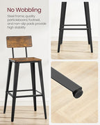 VASAGLE Set of 4 Bar Stools, Bar Height Stools, 29.1 Inches Tall Barstools - Image 4