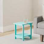 LUE BONA Adirondack Outdoor Side Table, 2-Tier Aruba Blue HDPS Patio End Table - Image 2