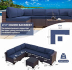 Kullavik 7 Pieces Outdoor Patio Furniture Set, Sectional Rattan Sofa Set Brown - Image 4