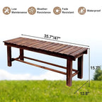 35.4'' Outdoor Garden Benches Weatherproof Patio Bench Two-Person Seat Backless - Image 2