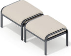 HOMREST Metal Outdoor Ottoman, 2-Piece Aluminum Footstool w/Removable Cushion by HOMREST