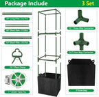 3 Set Square Tomato Cages with 18 Gallon Grow Bags, Plant Support Tower Stakes - Image 6