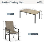 PHI VILLA Outdoor Dining Set for 6 Person, Wooden Texture Metal Table - Image 9