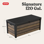 Keter Everwood 120 Gallon Resin Signature Collection Large Outdoor Storage Box - Image 2