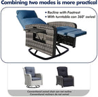 Outdoor Recliner Chair Set of 2, Wicker Patio Recliners - Image 6
