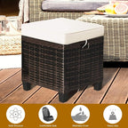 Tangkula 2 Pieces Outdoor Patio Ottoman, All Weather Rattan Wicker Ottoman Seat - Image 9