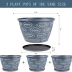 Outdoor Flower Pots for Plants Set of 3 Pack 11 Inch Planter Pot, Large Plastic - Image 2
