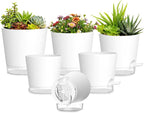 Plant Pots 4/5/5.5/6/6.5/7 Inch Self Watering Pots, 6 Pack Plastic Planters by SQKH