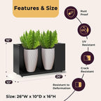 Outdoor Metal Planter Box 26Wx10Dx16H, Large Rectangular Trough Planters - Image 3