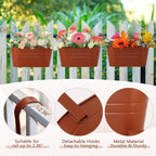 3 Pack Metal Railing Planters, 10.5" Oval Hanging Flower Pots - Image 4
