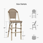 PURPLE LEAF French Bar Stool Set of 2 White Print Finish Patio Bar Stools - Image 6