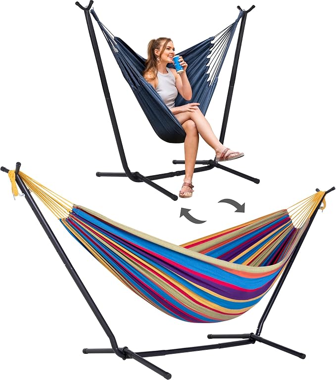 SUNCREAT 2-in-1 Convertible Backyard Fabric Hammock by SUNCREAT