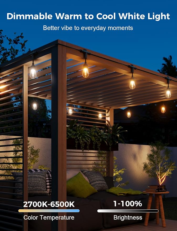 XMCOSY+ Outdoor String Lights Smart, 49Ft RGBCWIC Patio Lights Waterproof - Image 6