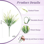 24 Pcs Artificial Faux Plants for Outdoor Spring Decoration, Fake Monkey Grass - Image 3