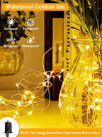 66Ft 200 LED Fairy Lights Plug in, Waterproof String Lights Outdoor & Indoor 8 - Image 2
