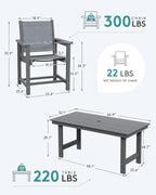 SERWALL Textilene Outdoor Dining Chair Set of 2, HDPE Frame - Image 2