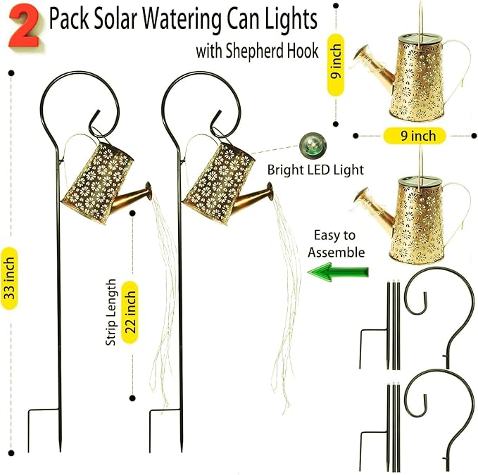 2 Pack Solar Watering Can Lights - Image 4
